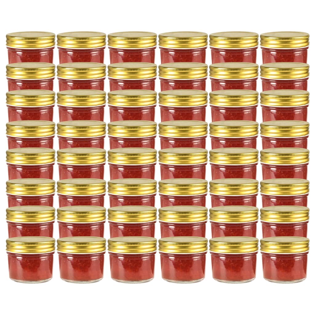 Jampotten met goudkleurige deksels 48 st 110 ml glas