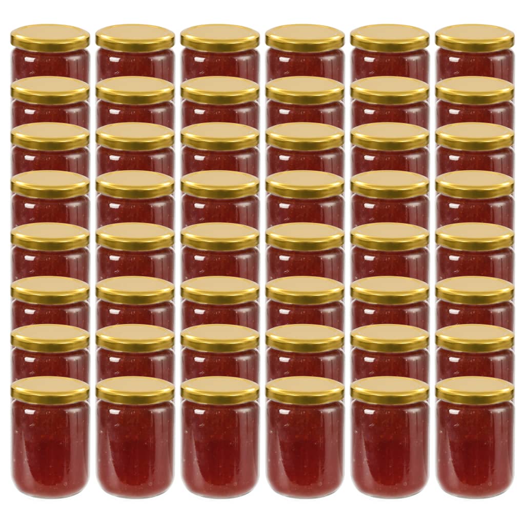 Jampotten met goudkleurige deksels 48 st 230 ml glas