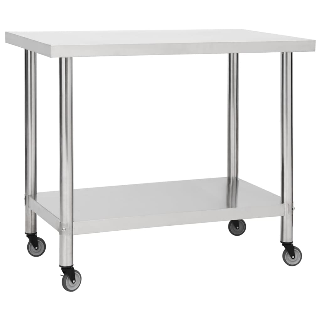 Keukenwerktafel met wielen 80x60x85 cm roestvrij staal