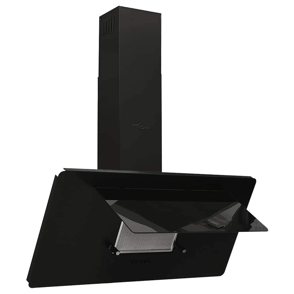 Wandafzuigkap 90 cm roestvrij staal en gehard glas zwart – afbeelding 3
