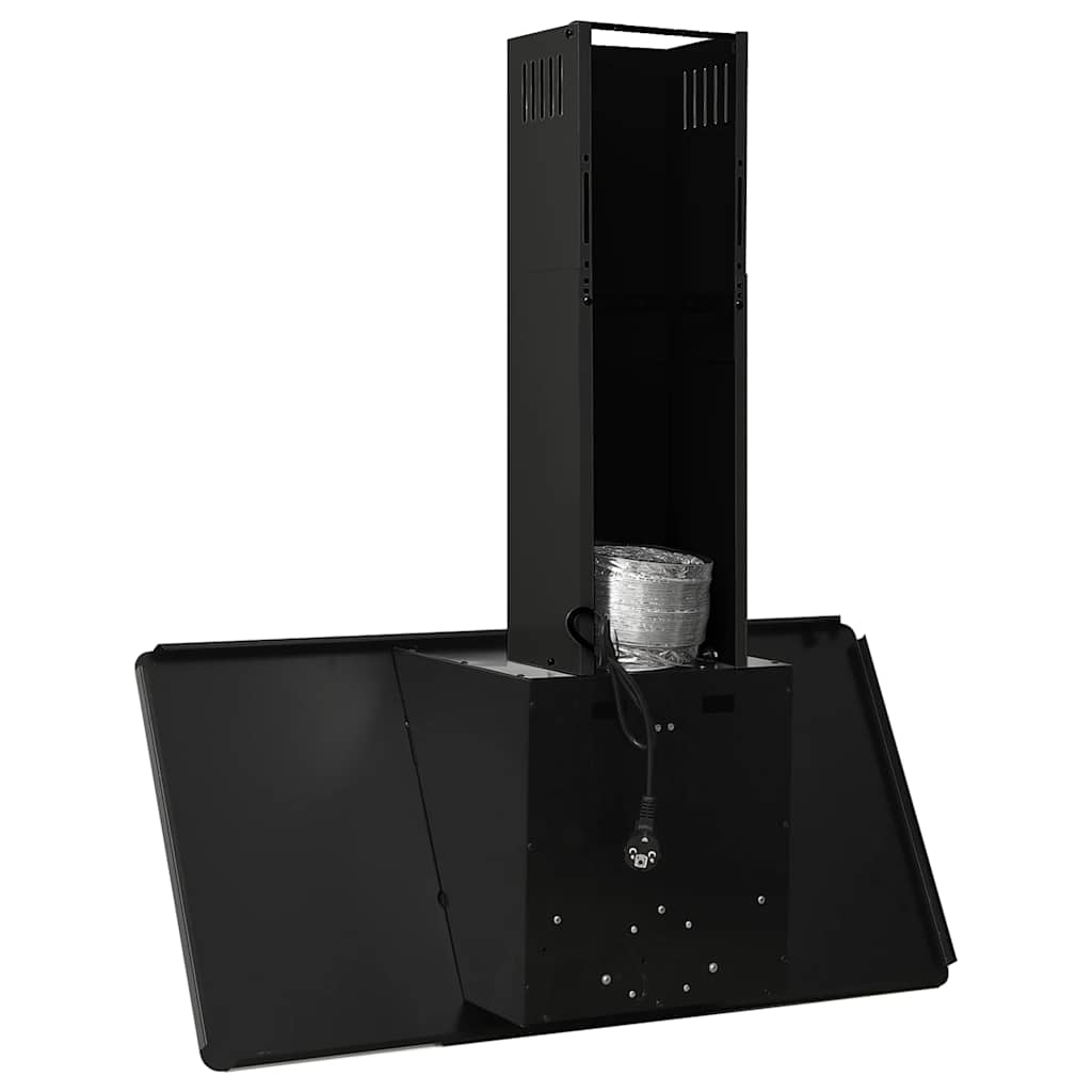 Wandafzuigkap 90 cm roestvrij staal en gehard glas zwart – afbeelding 6