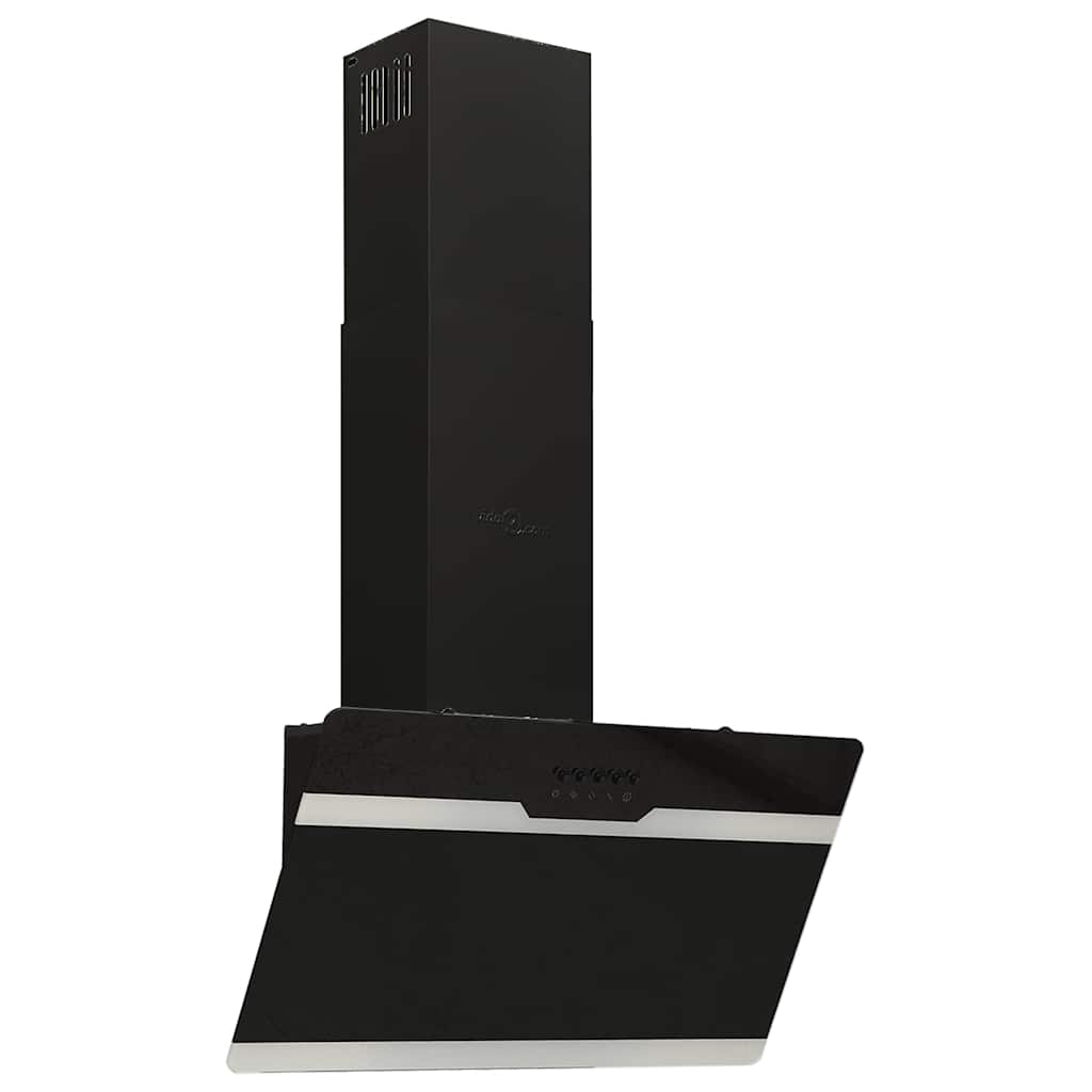 Wandafzuigkap 60 cm staal en gehard glas zwart – afbeelding 2