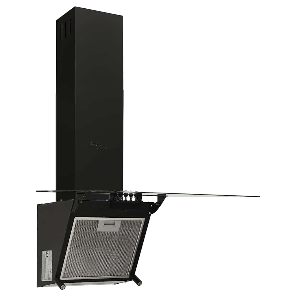 Wandafzuigkap 60 cm staal en gehard glas zwart – afbeelding 3