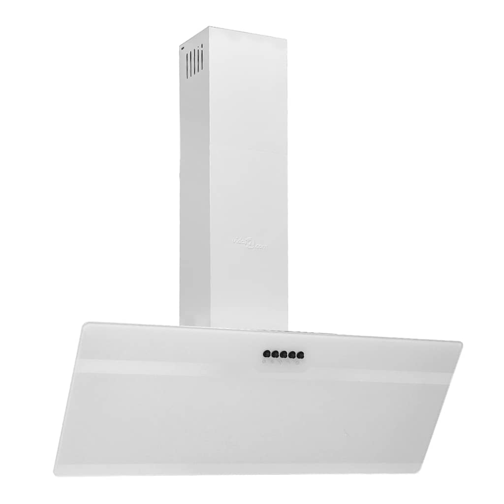 Wandafzuigkap 90 cm staal en gehard glas wit – afbeelding 2