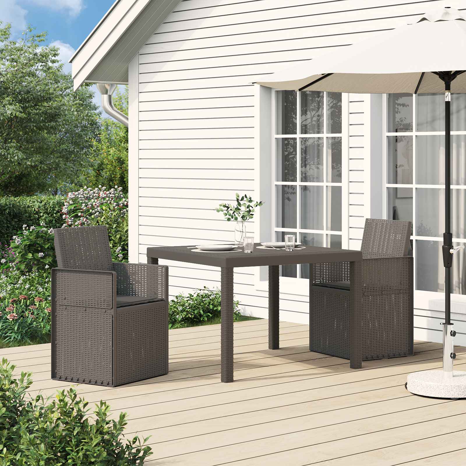 Tuin Eetstoelen 2 pcs Lichtgrijs en antracietkleurig PP