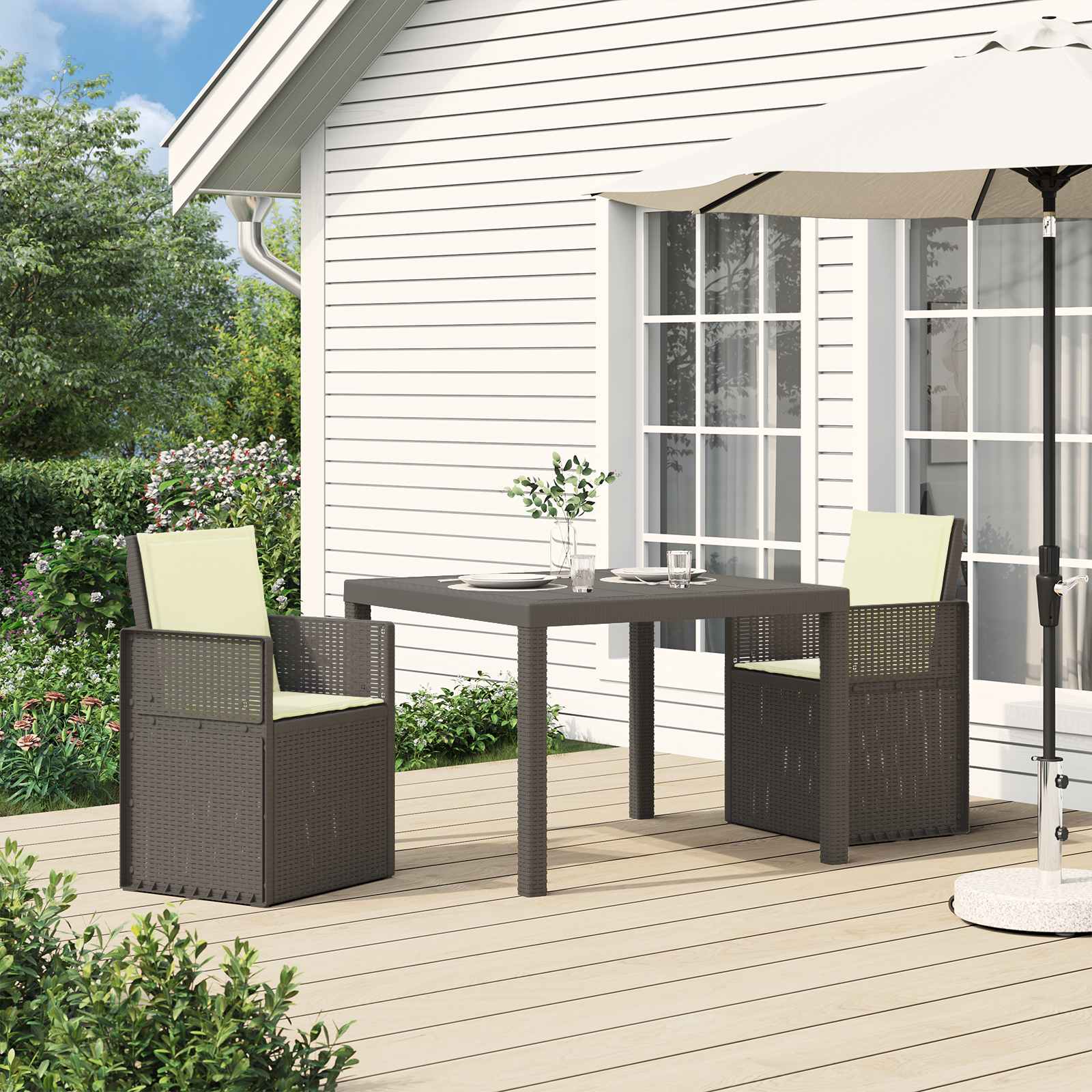 Tuin Eetstoelen 2 pcs Lichtgrijs en Crème PP – afbeelding 1