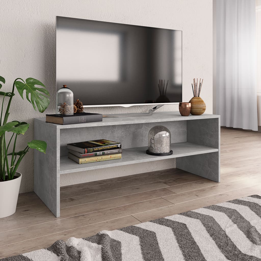 Tv-meubel 100x40x40 cm bewerkt hout betongrijs – afbeelding 1