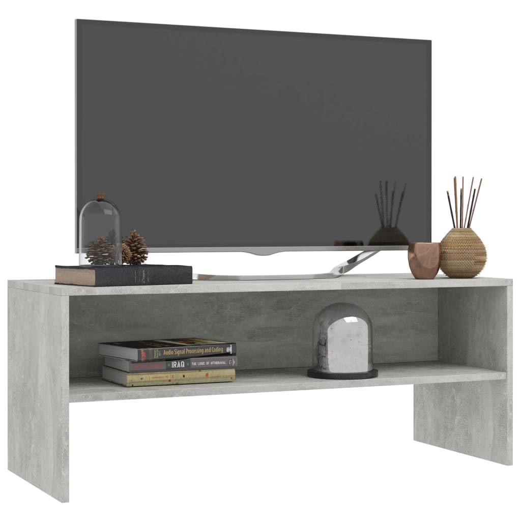 Tv-meubel 100x40x40 cm bewerkt hout betongrijs – afbeelding 3