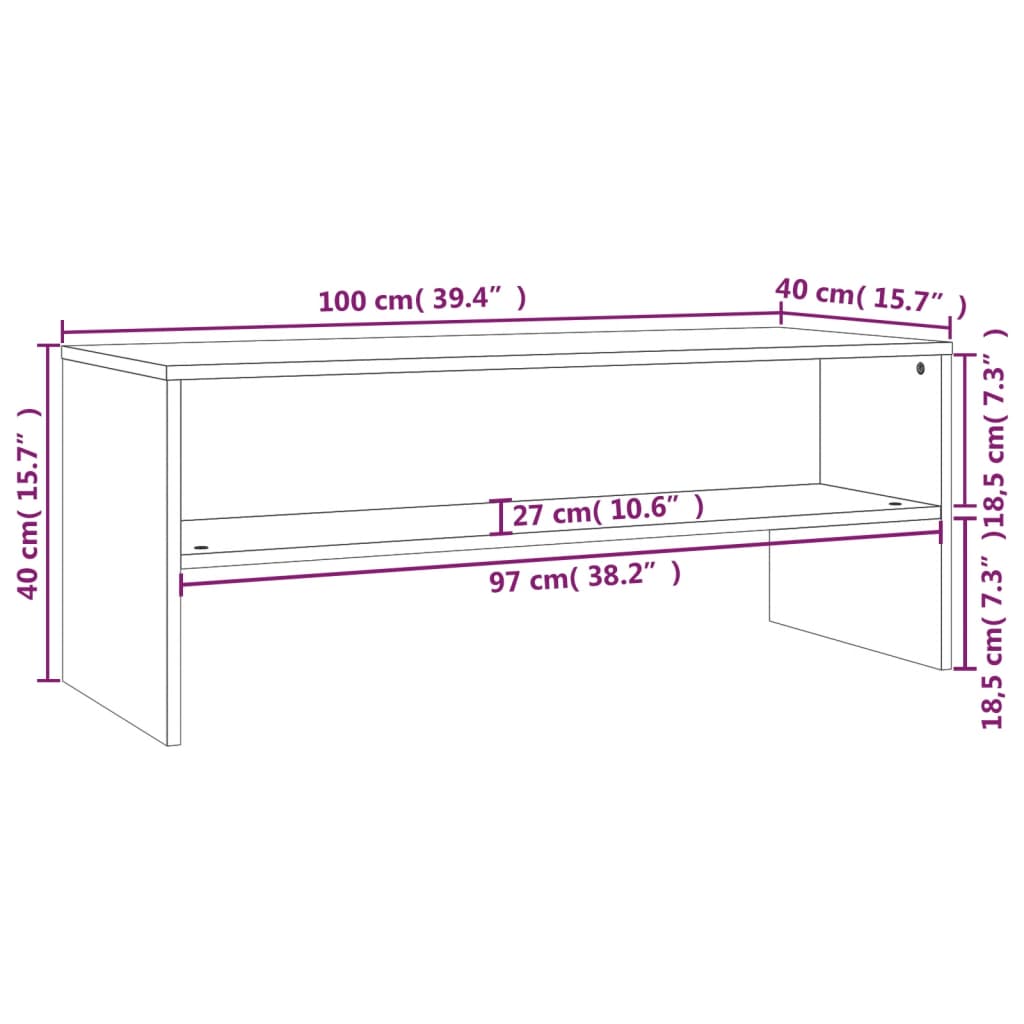 Tv-meubel 100x40x40 cm bewerkt hout betongrijs – afbeelding 6