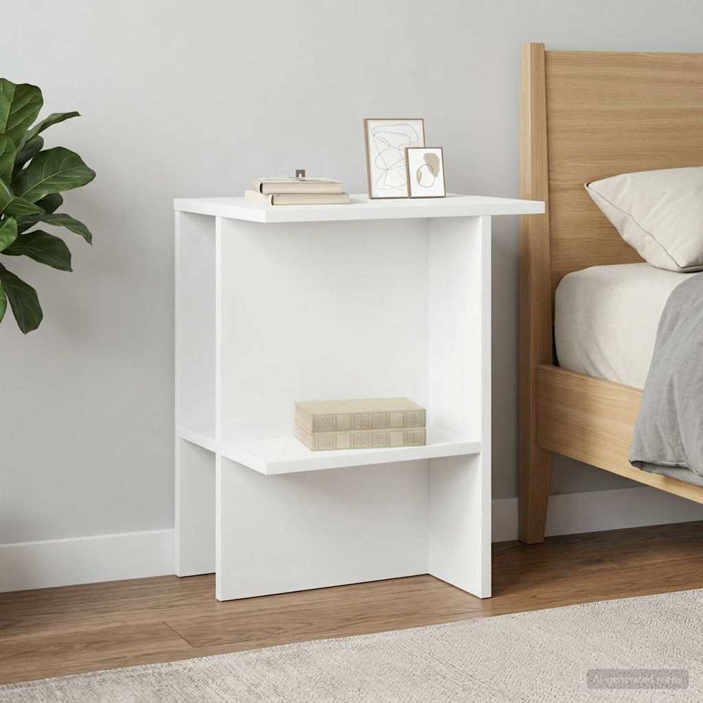 Salontafel Wit 40 x 30 x 49 cm Bewerkt hout