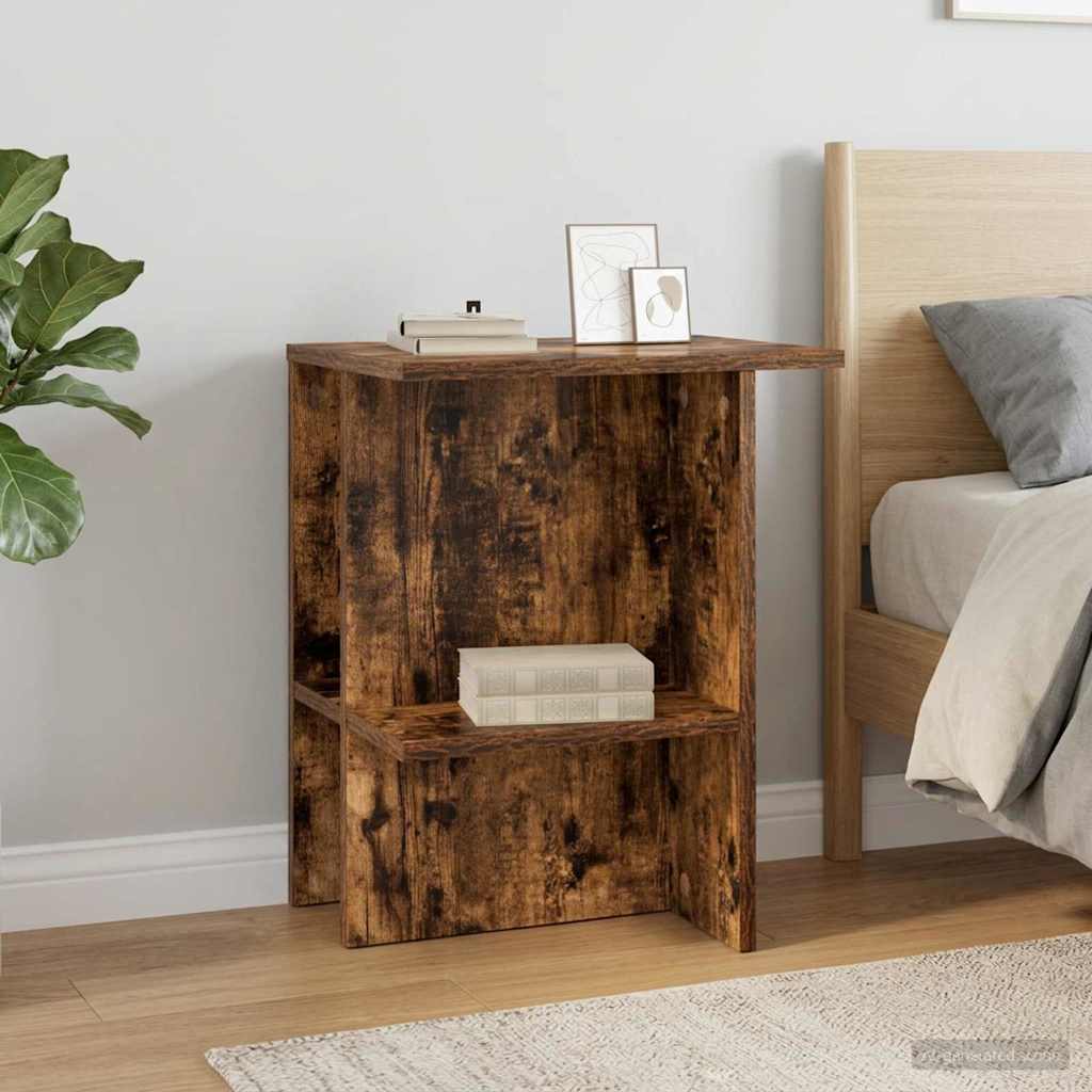 Salontafel Gerookt eiken 40 x 30 x 49 cm Bewerkt hout – afbeelding 1