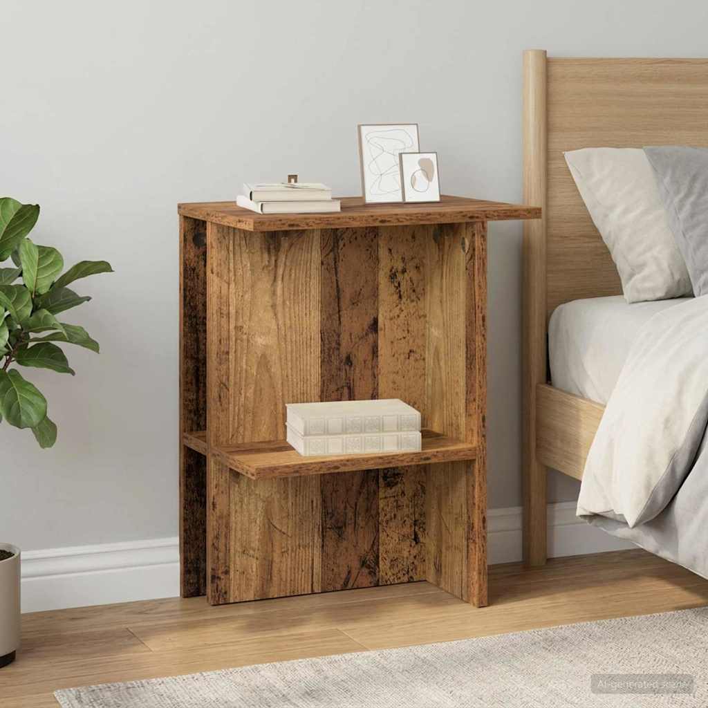 Salontafel Oud hout 40 x 30 x 49 cm Bewerkt hout – afbeelding 1