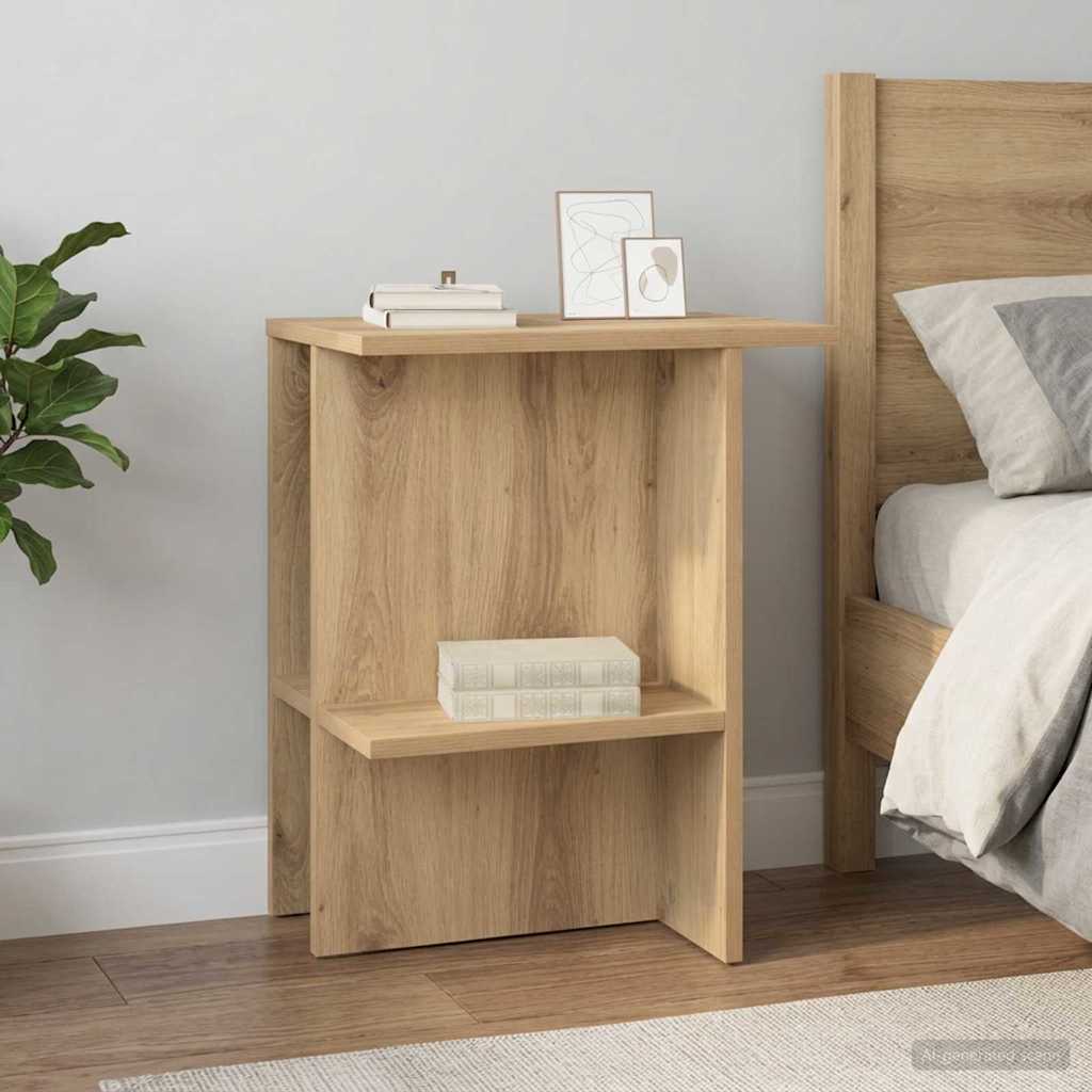 Salontafel Artisanaal eiken 40 x 30 x 49 cm Bewerkt hout – afbeelding 1