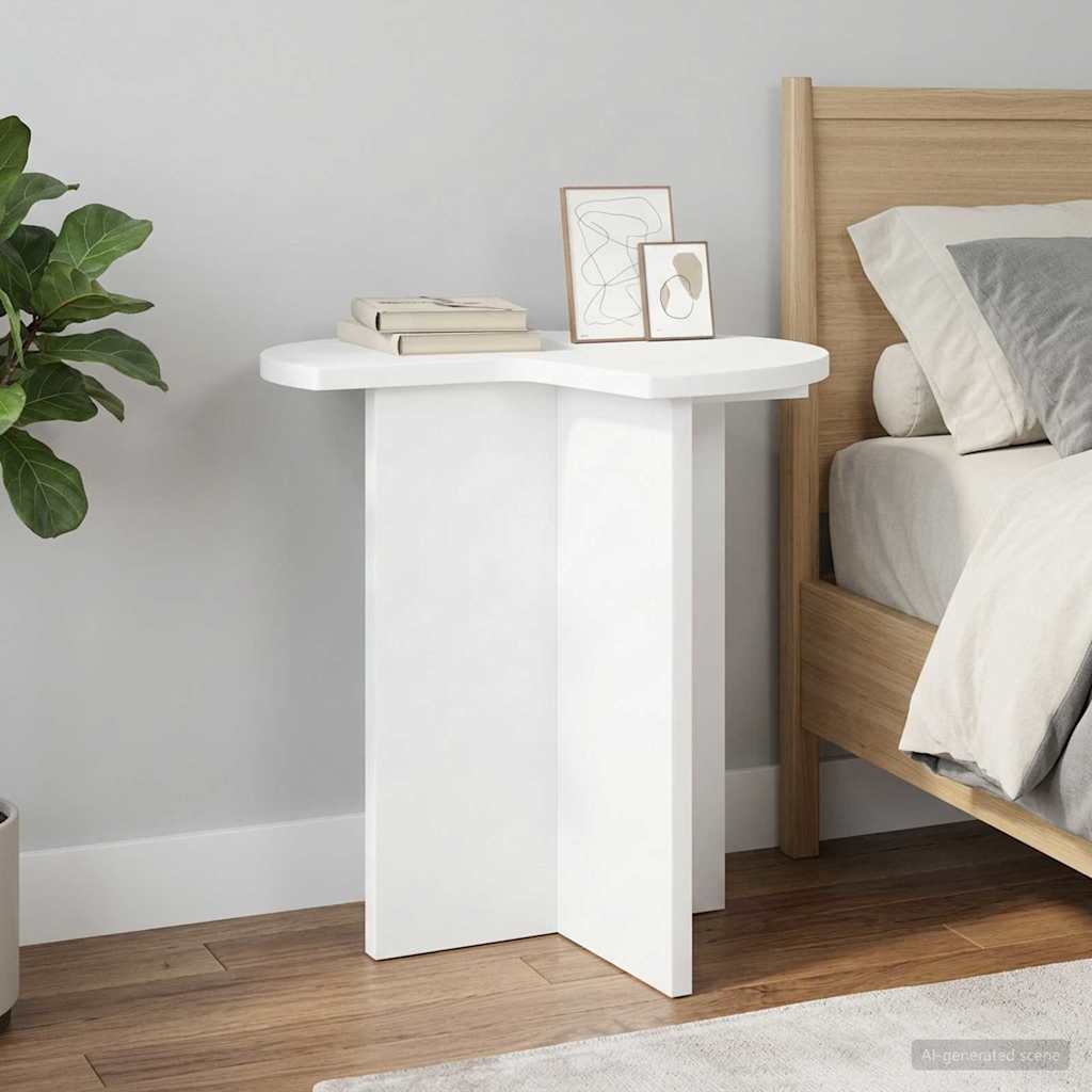 Bijzettafel met opslag 2 pcs Wit Ø 39 x 38 cm Bewerkt hout – afbeelding 1