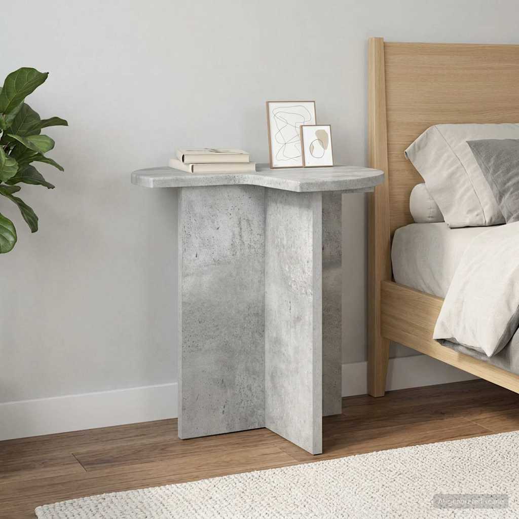 Bijzettafel met opslag Betongrijs Ø 39 x 38 cm Bewerkt hout – afbeelding 1