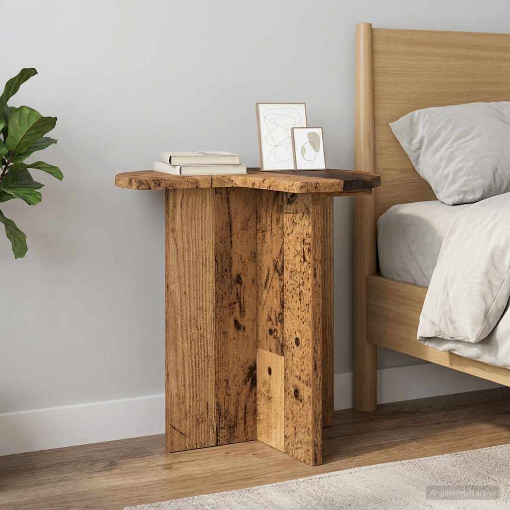 Bijzettafel met opslag Oud hout Ø 39 x 38 cm Bewerkt hout