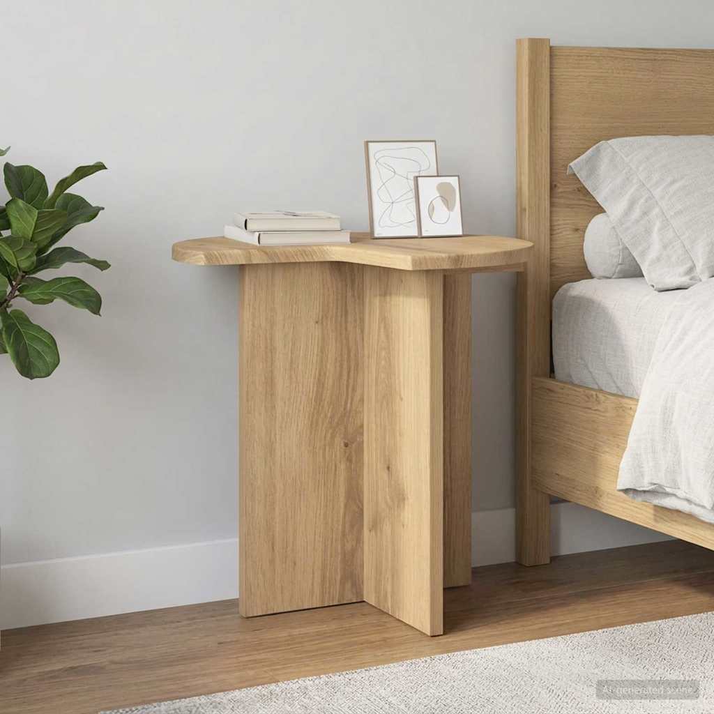 Bijzettafel 2 pcs Artisanaal eiken Ø 39 x 38 cm Bewerkt hout