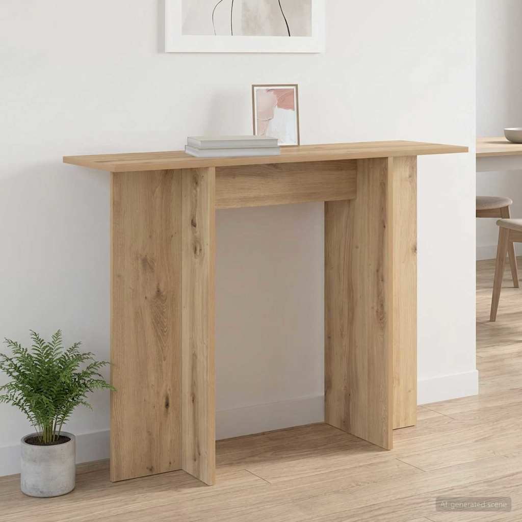 Wandtafel Artisanaal eiken 100 x 30 x 75 cm Geconstrueerd hout