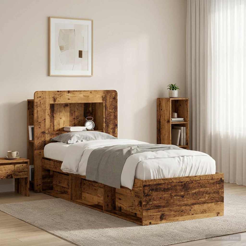 Hoofdbordkast met opslag Oud hout Geconstrueerd hout – afbeelding 1