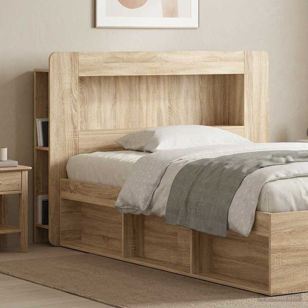 Hoofdbordkast met opslag Sonoma Eiken Geconstrueerd hout – afbeelding 1
