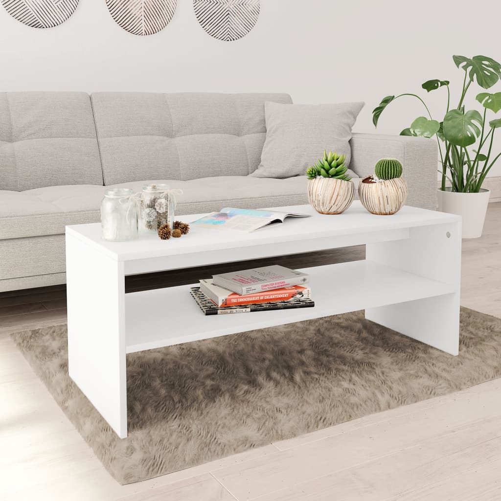 Salontafel 100x40x40 cm bewerkt hout wit