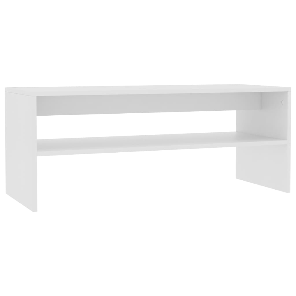 Salontafel 100x40x40 cm bewerkt hout wit – afbeelding 2