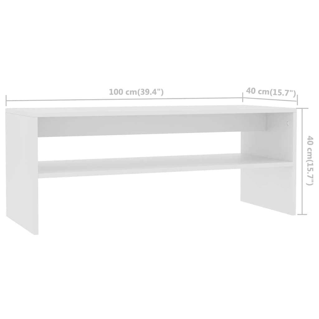 Salontafel 100x40x40 cm bewerkt hout wit – afbeelding 7