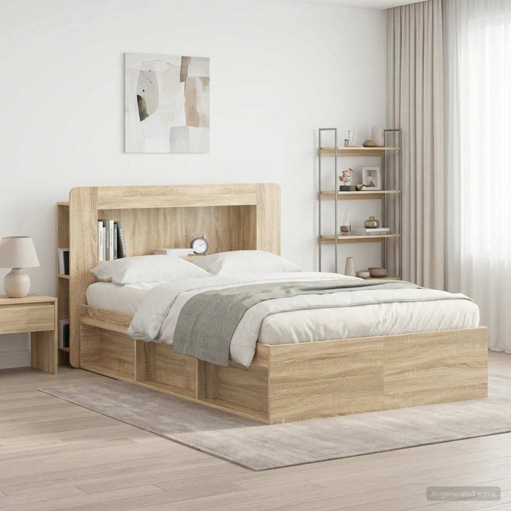 Hoofdbordkast met opslag Sonoma Eiken Geconstrueerd hout – afbeelding 1