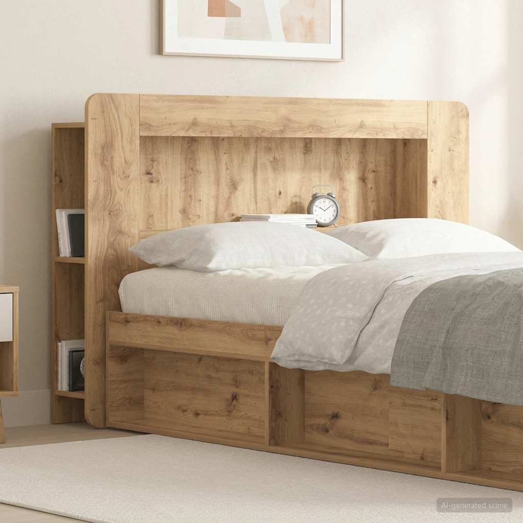 Hoofdbordkast met opslag Artisanaal eiken Geconstrueerd hout