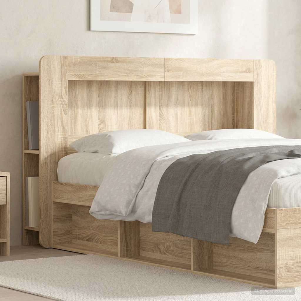 Hoofdbordkast met opslag Sonoma Eiken Geconstrueerd hout – afbeelding 1