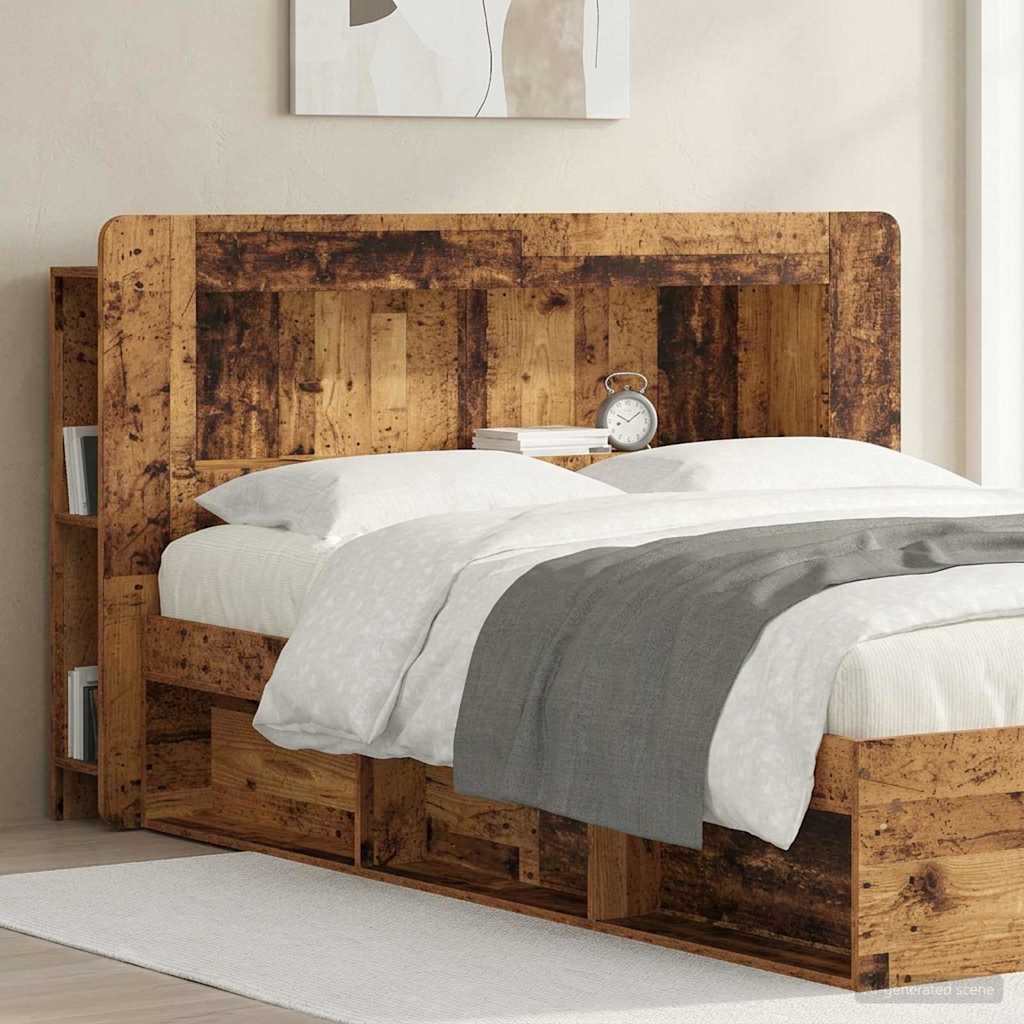Hoofdbordkast met opslag Oud hout Geconstrueerd hout – afbeelding 1