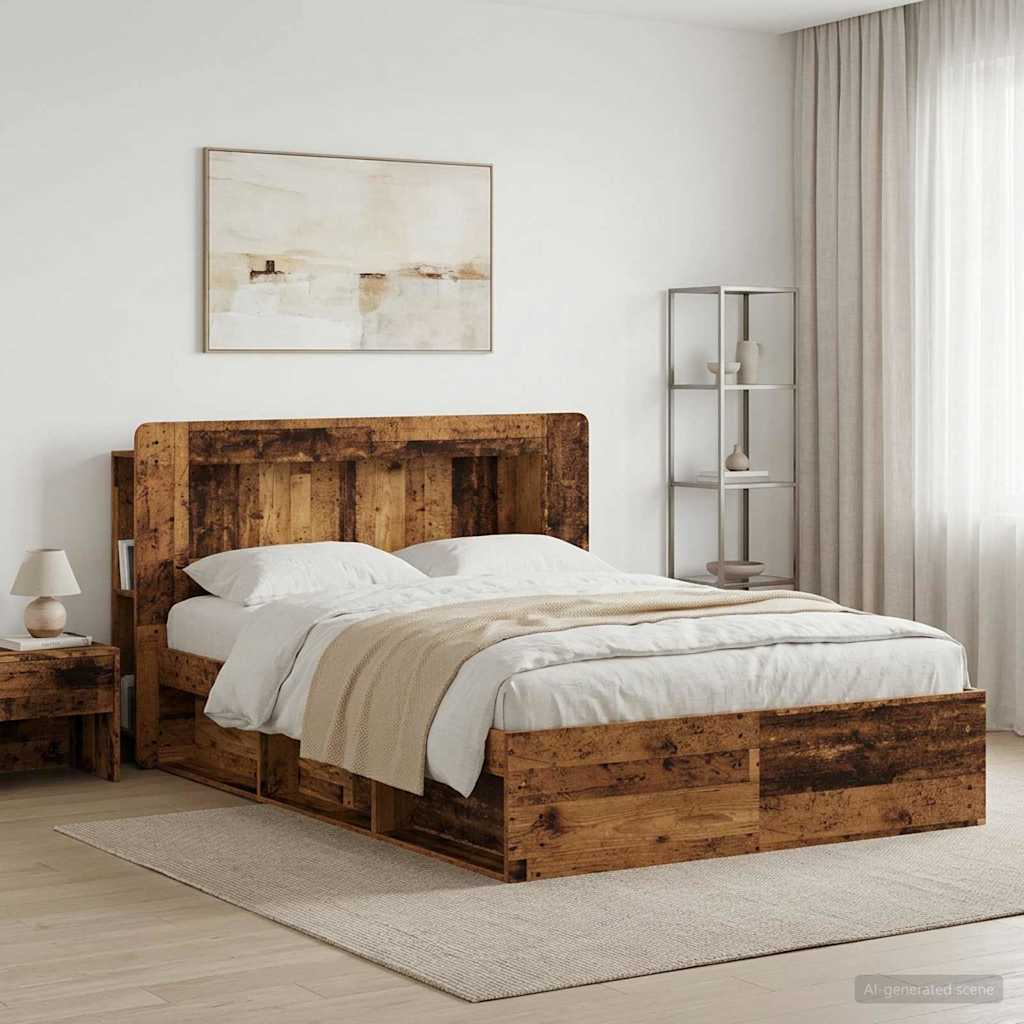 Hoofdbordkast met opslag Oud hout Geconstrueerd hout – afbeelding 1