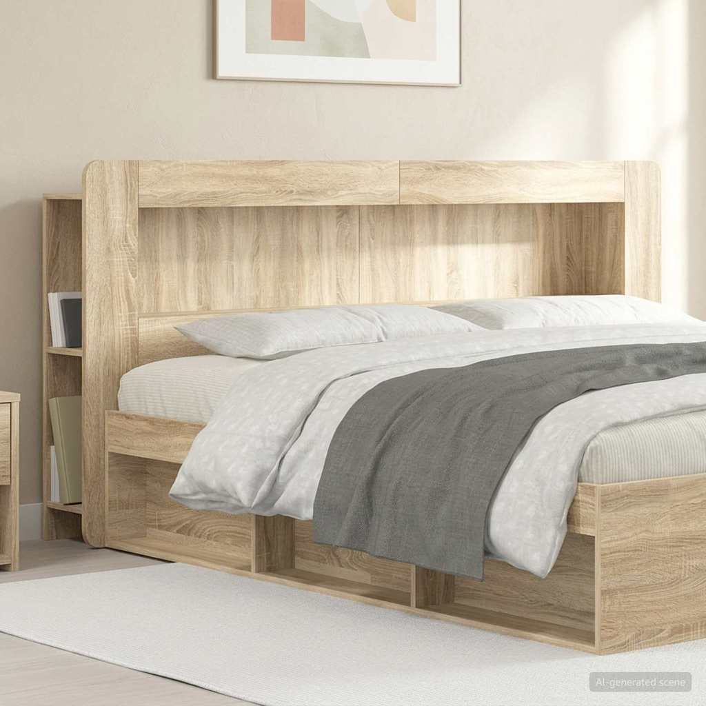 Hoofdbordkast met opslag Sonoma Eiken Geconstrueerd hout