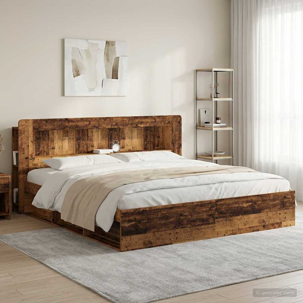 Hoofdbordkast met opslag Oud hout Geconstrueerd hout
