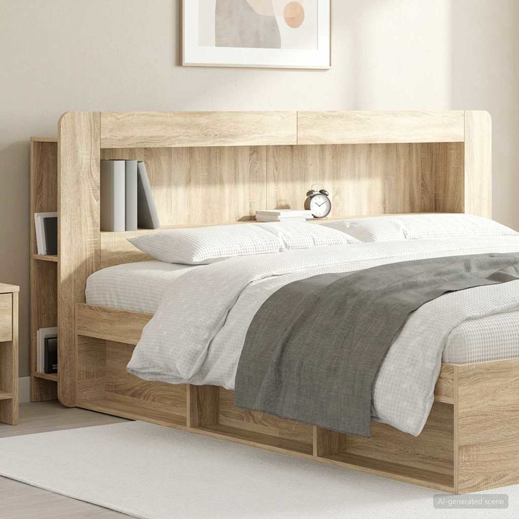 Hoofdbordkast met opslag Sonoma Eiken Geconstrueerd hout – afbeelding 1