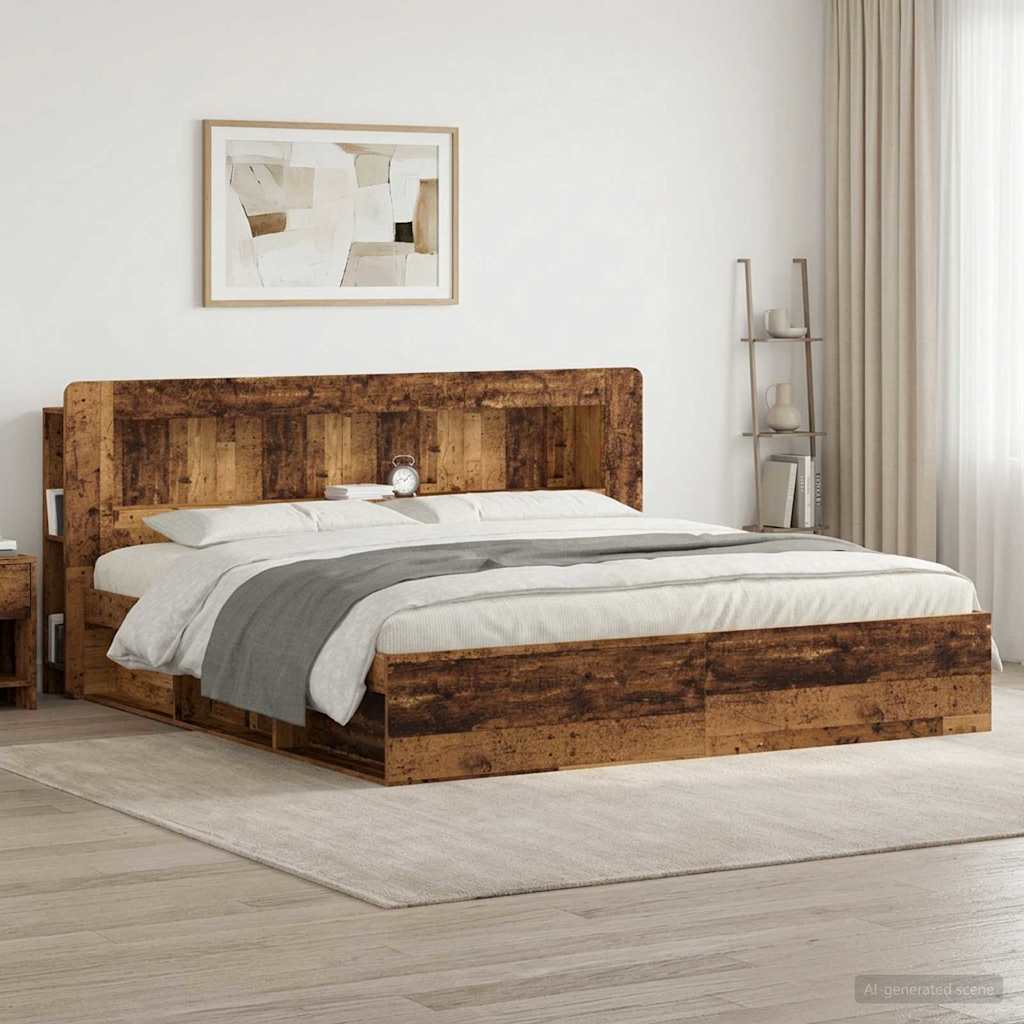 Hoofdbordkast met opslag Oud hout Geconstrueerd hout – afbeelding 1
