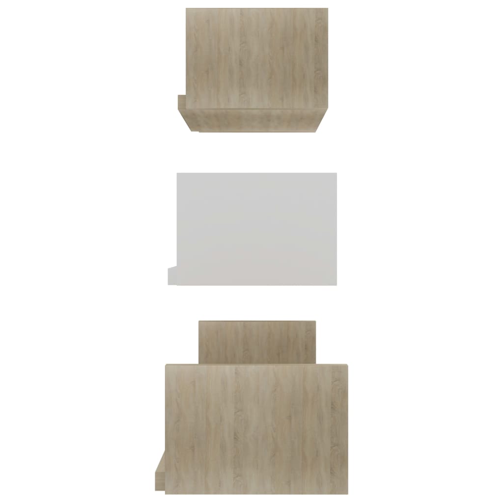 Wandschappen 3 st bewerkt hout wit en sonoma eikenkleur – afbeelding 5