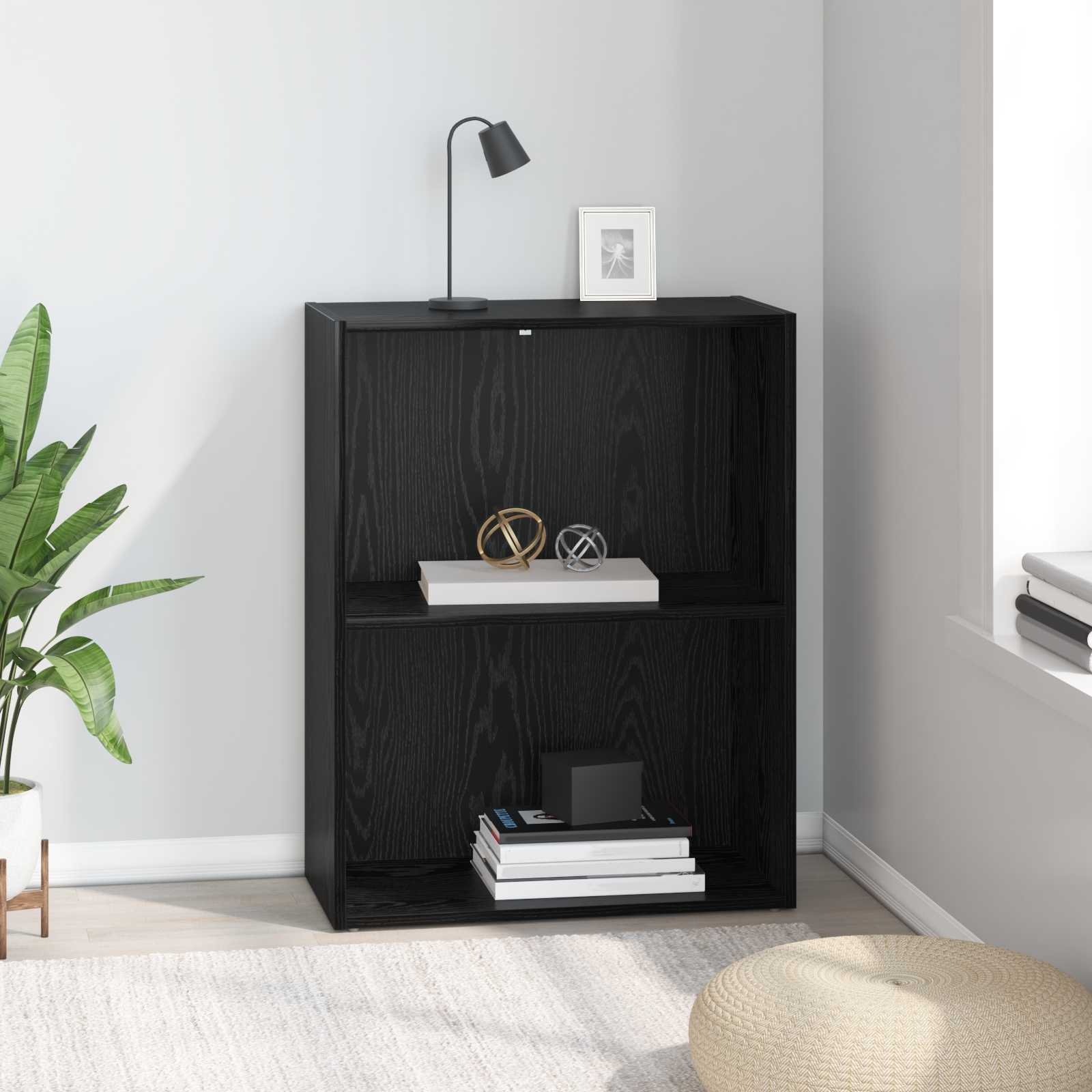Boekenkast Zwart Eiken 60 x 30 x 76.5 cm Bewerkt hout