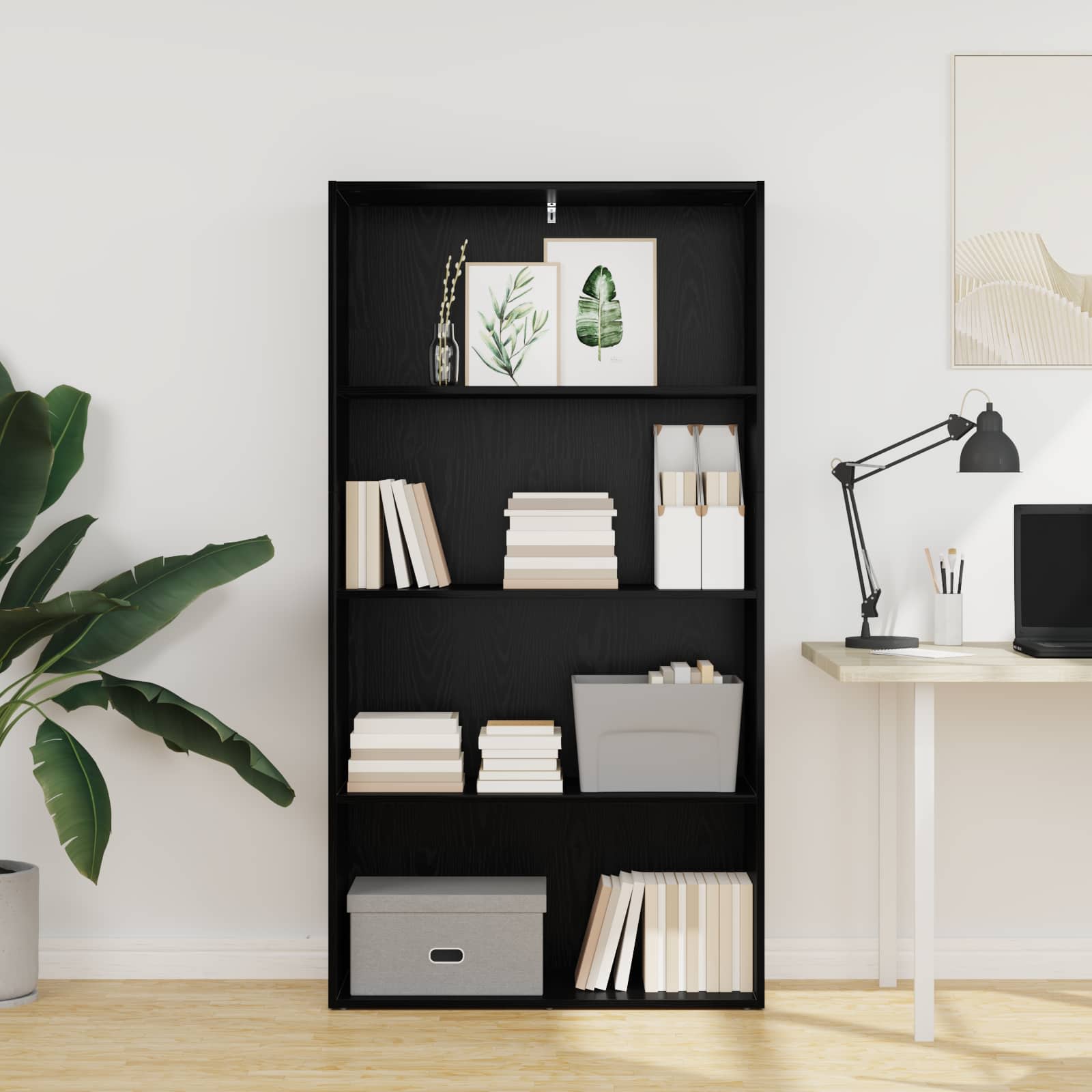 Vrijstaande Boekenkast Zwart Eiken 80 x 30 x 152 cm