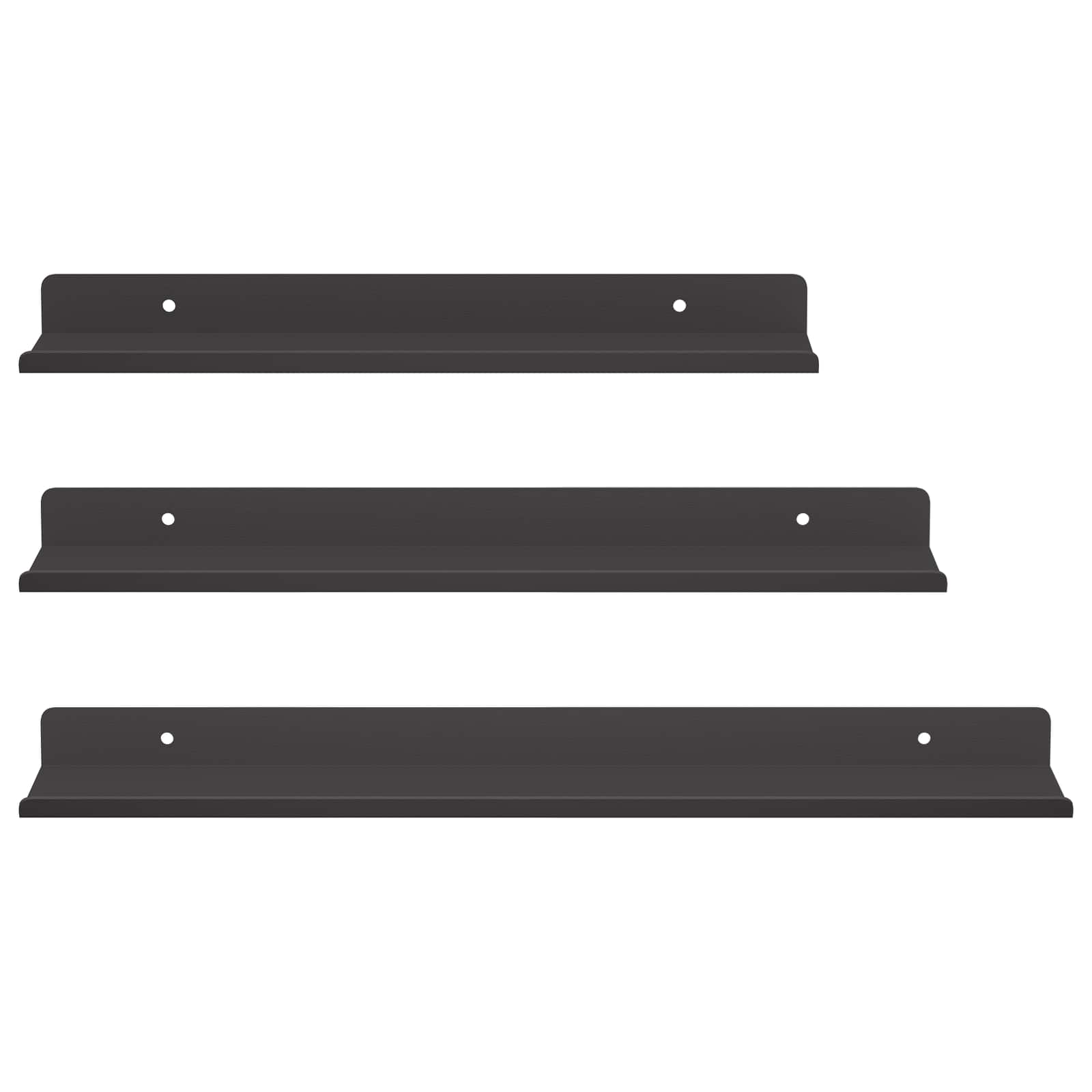 Drijvende plank 3 pcs Zwart 40 x 9 x 2,5 cm Staal – afbeelding 5