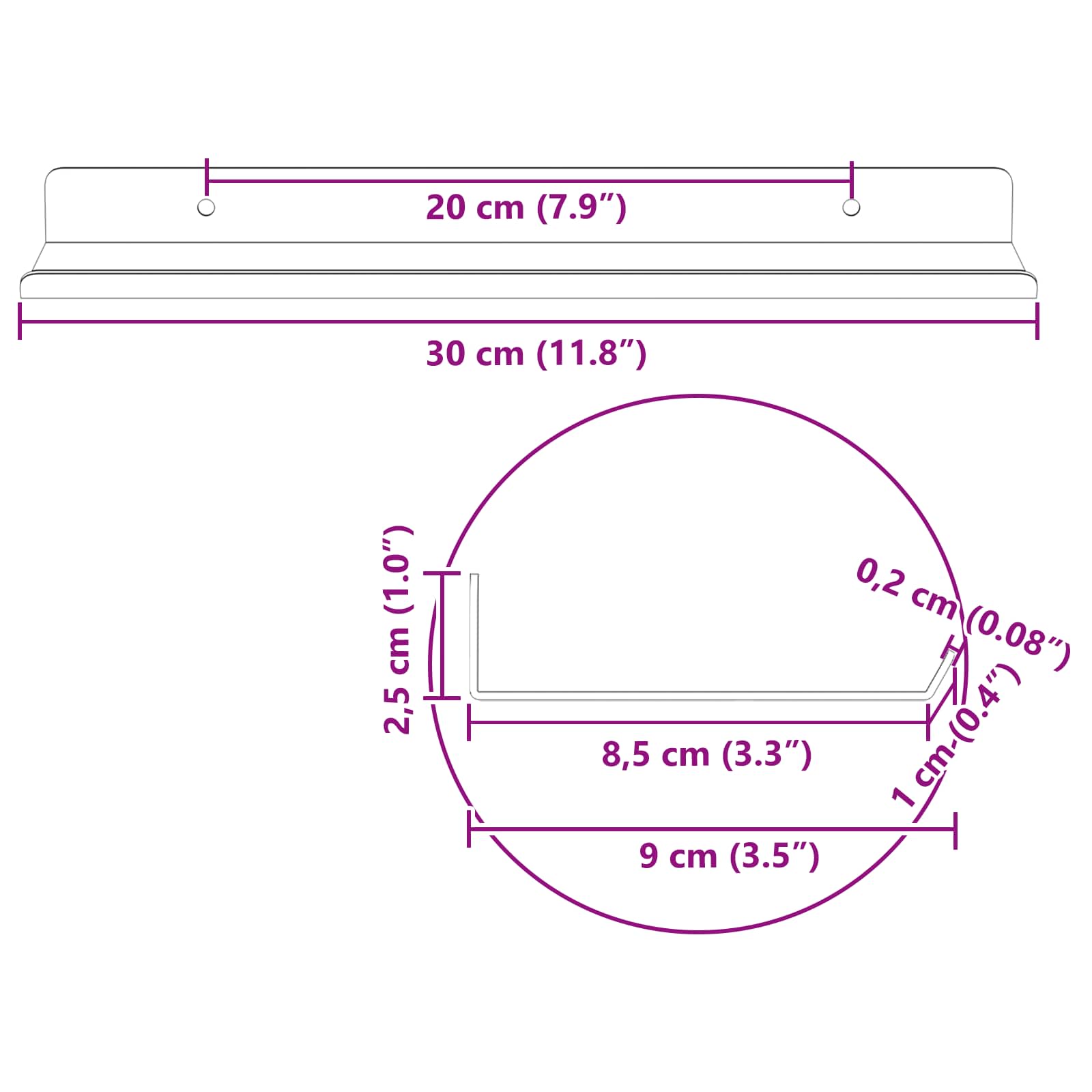 Drijvende plank 2 pcs Zwart 30 x 9 x 2,5 cm Staal – afbeelding 11
