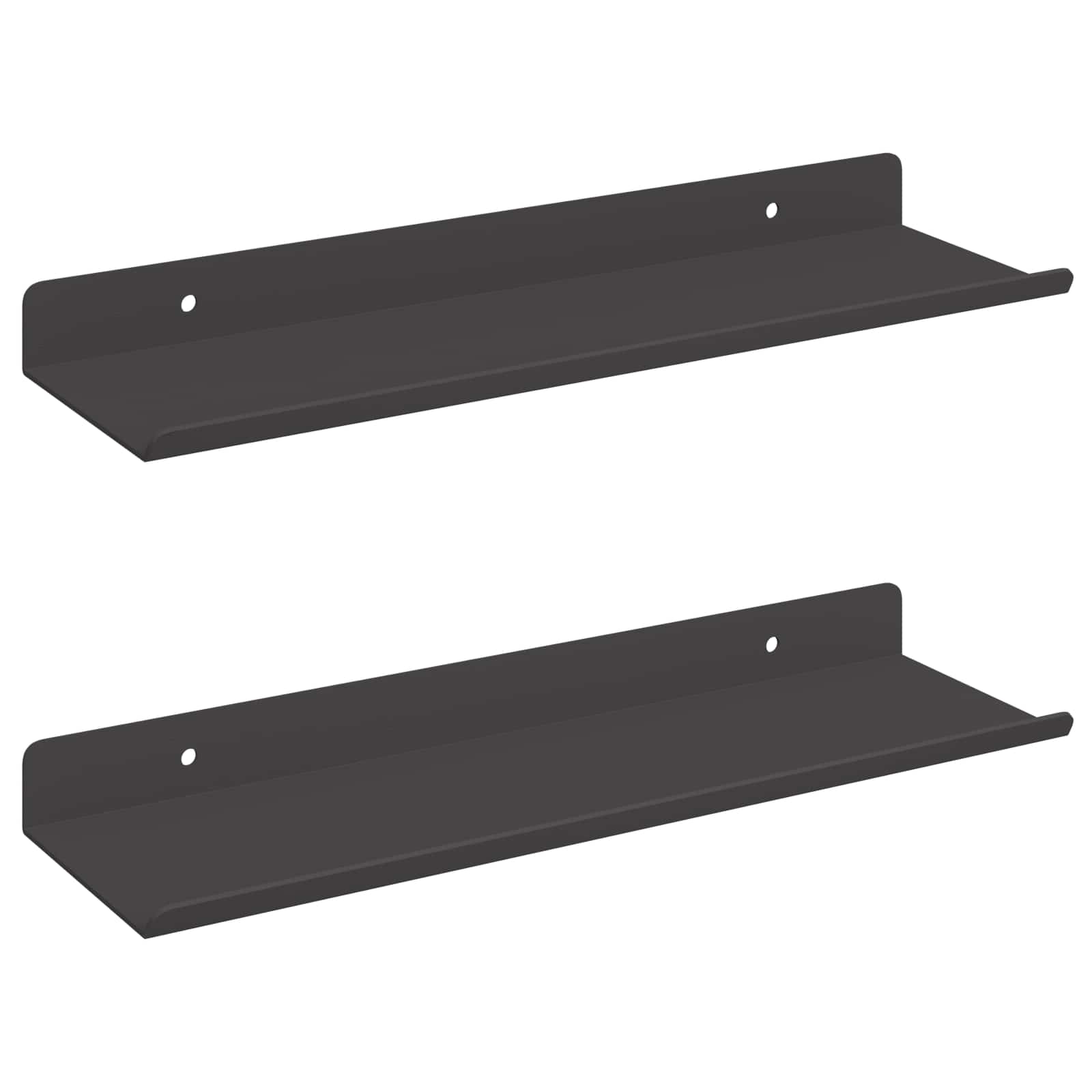 Drijvende plank 2 pcs Zwart 30 x 9 x 2,5 cm Staal – afbeelding 2