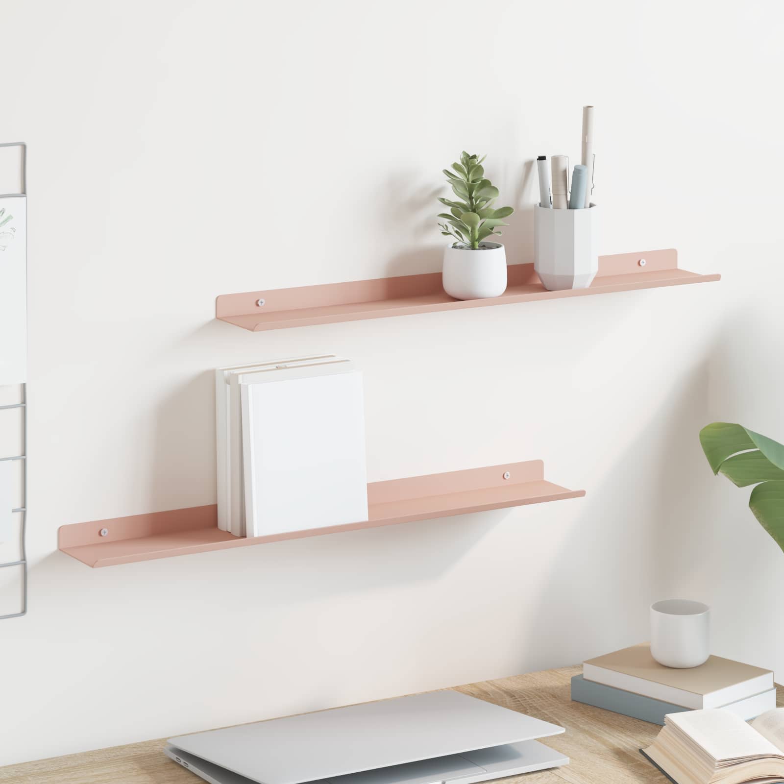 Drijvende plank 2 pcs Roze 60 x 8,5 x 2,5 cm Staal – afbeelding 1