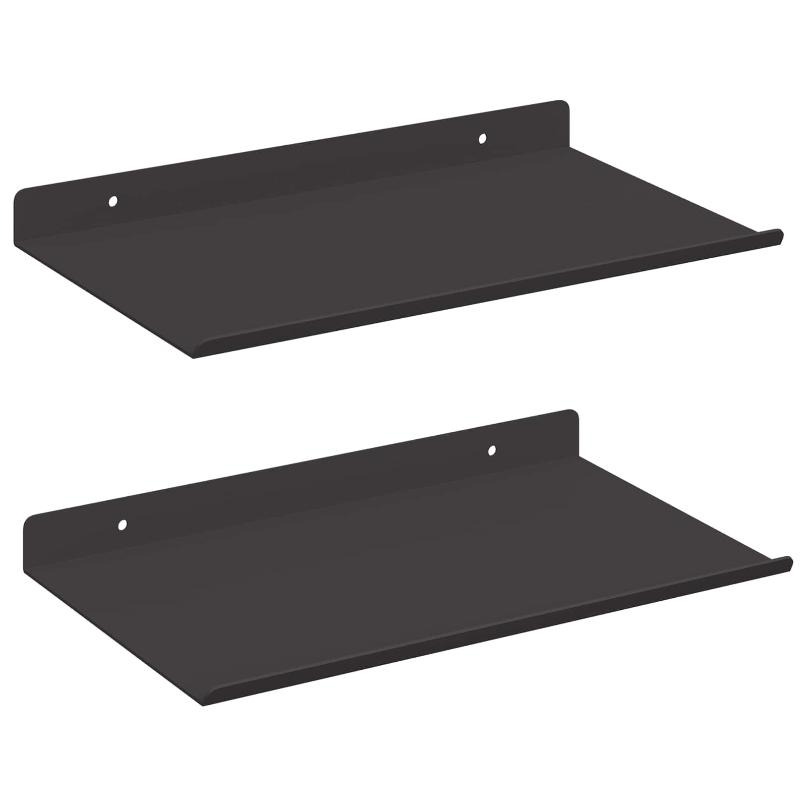 Drijvende plank 2 pcs Zwart 30 x 17,5 x 2,5 cm Staal – afbeelding 2