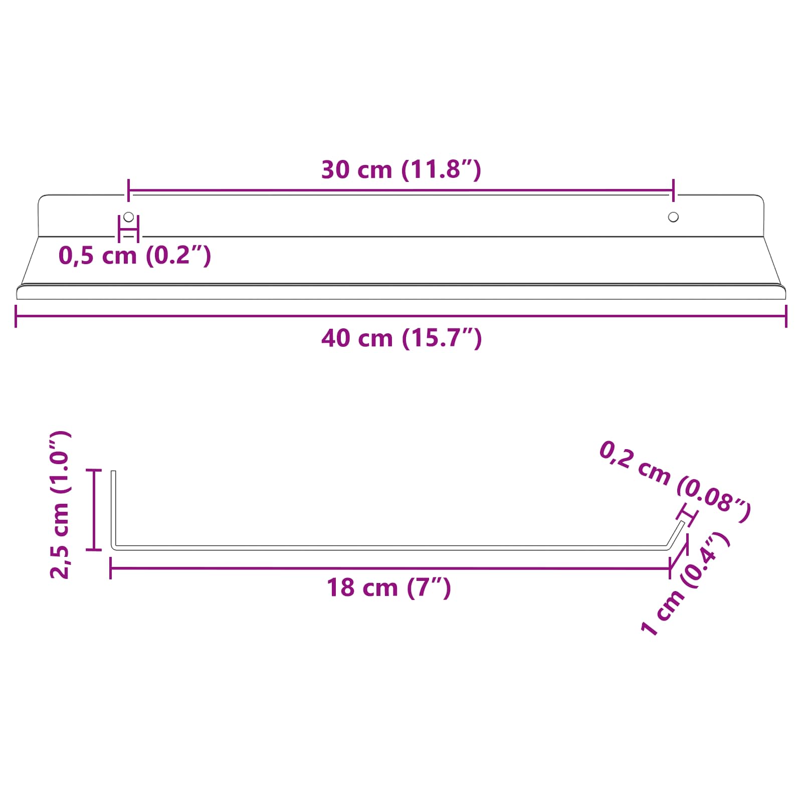 Drijvende plank 2 pcs Zwart 40 x 17,5 x 2,5 cm Staal – afbeelding 11