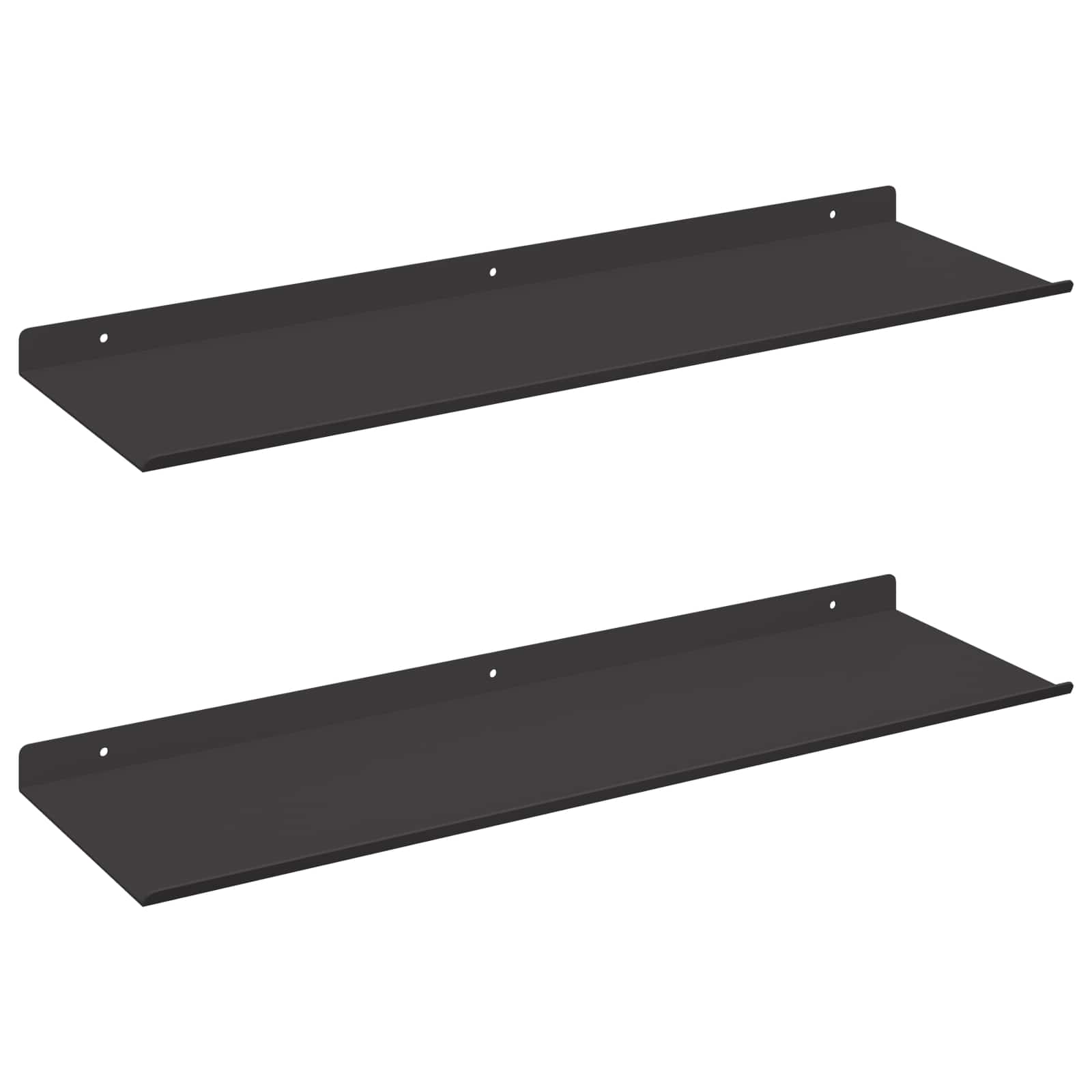 Drijvende plank 2 pcs Zwart 60 x 18 x 2,5 cm Staal – afbeelding 2