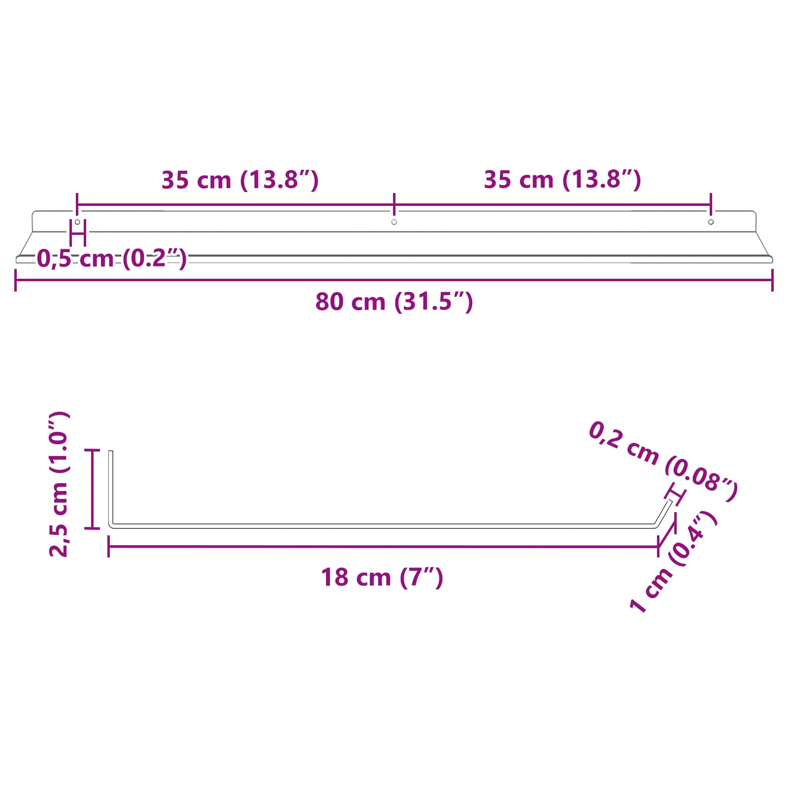 Drijvende plank 4 pcs Zwart 80 x 18 x 2,5 cm Staal – afbeelding 12
