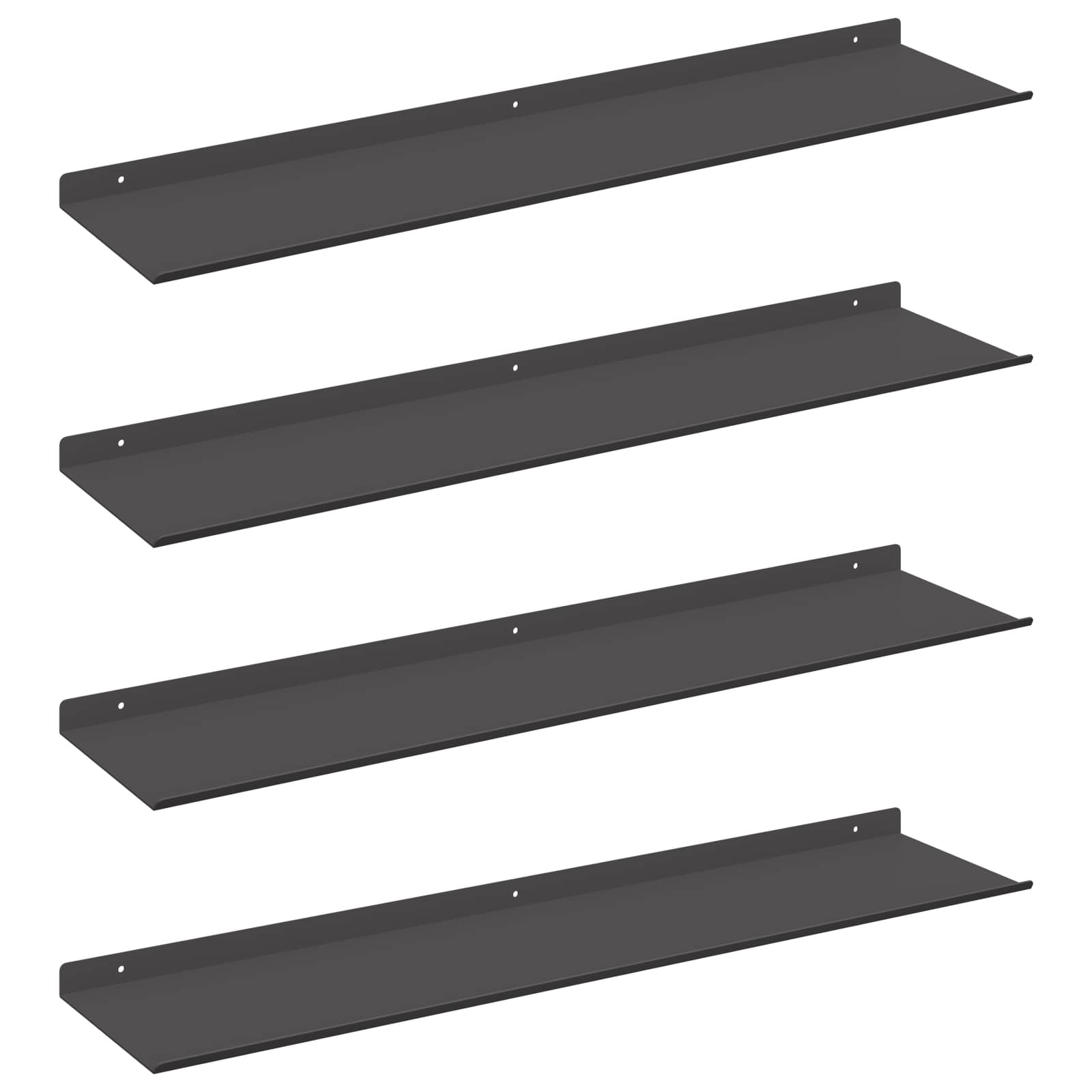 Drijvende plank 4 pcs Zwart 80 x 18 x 2,5 cm Staal – afbeelding 2