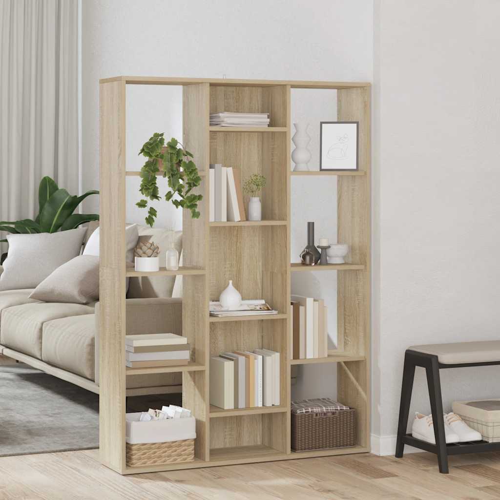 Kamerscherm/boekenkast 100x24x140 cm bewerkt hout eikenkleurig – afbeelding 1