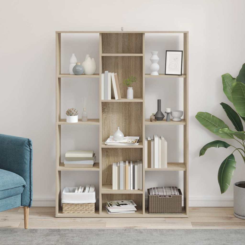 Kamerscherm/boekenkast 100x24x140 cm bewerkt hout eikenkleurig – afbeelding 3